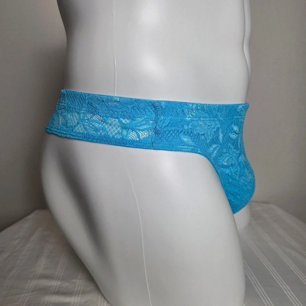 Cosabella Never Say Never‎ Mens Lace Thong Blue Floral Low Rise Underwear New